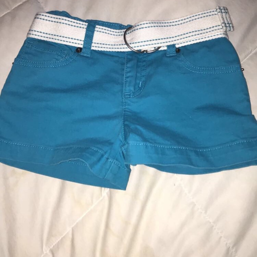 Girls Blue Shorts with white belt
